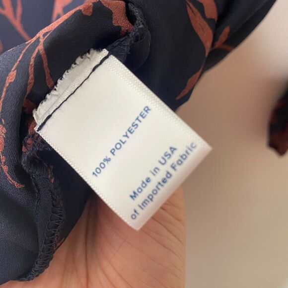 Evereve Allison Joy Alexa Crossover Top Navy & Brown Floral 3/4 Sleeve VNeck XS - Picture 10 of 13